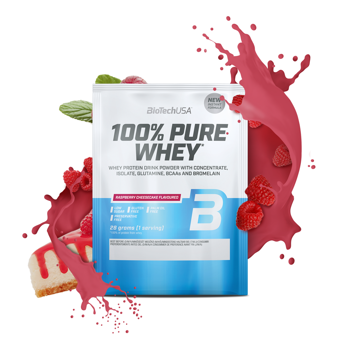 100% Pure Whey 28g sachet Frambozencheesecake